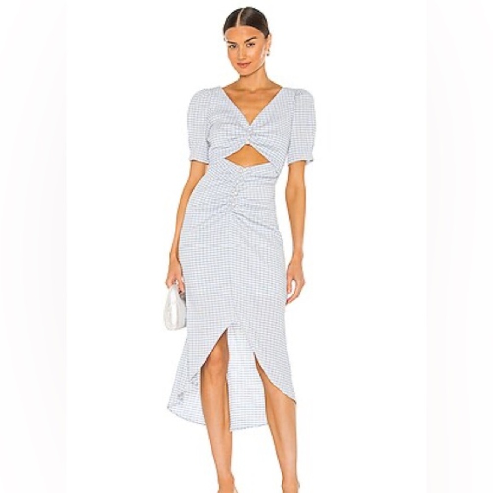 Song of Style Lena Midi Dress | Blue & White Gingham Dress | XL